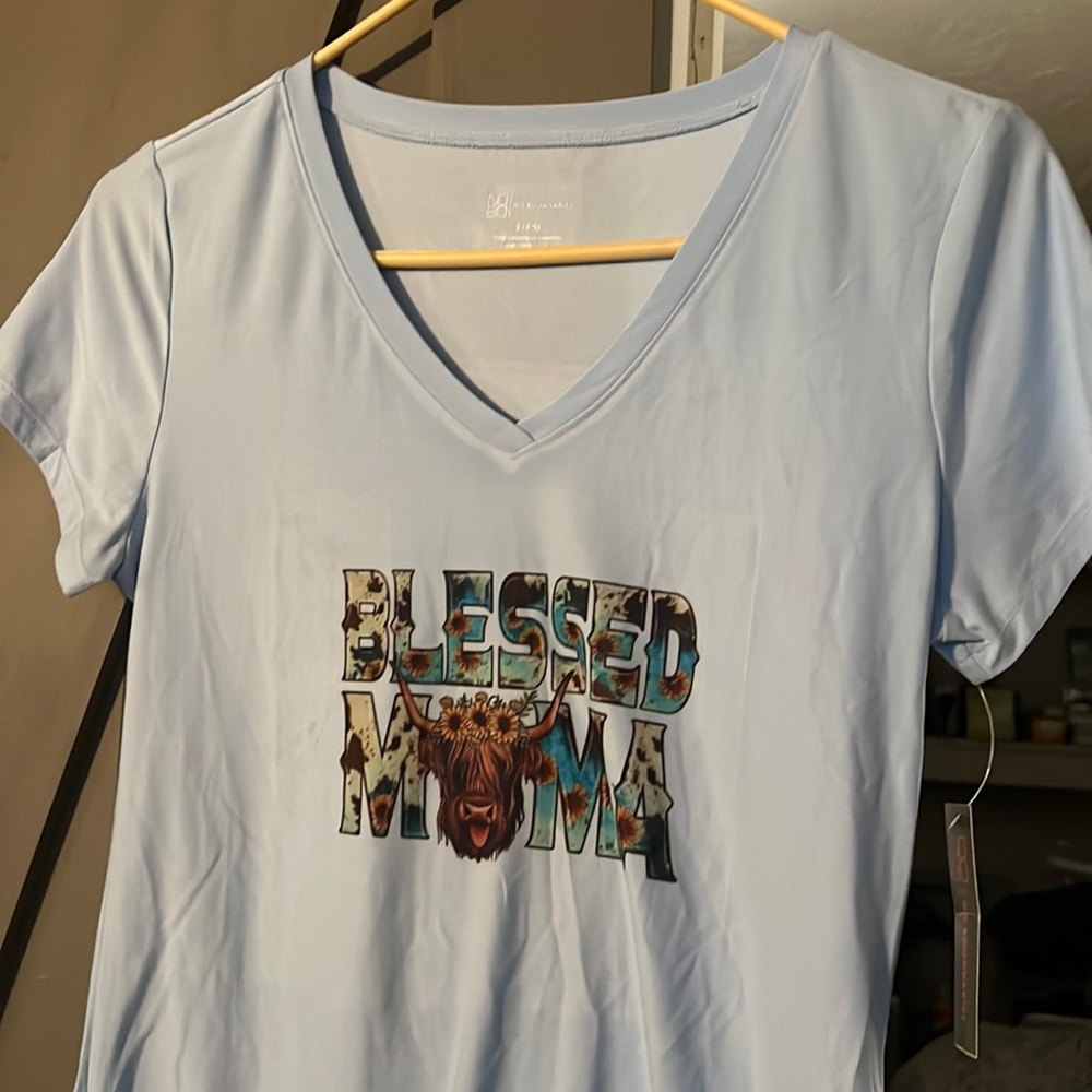 V neck blue tee